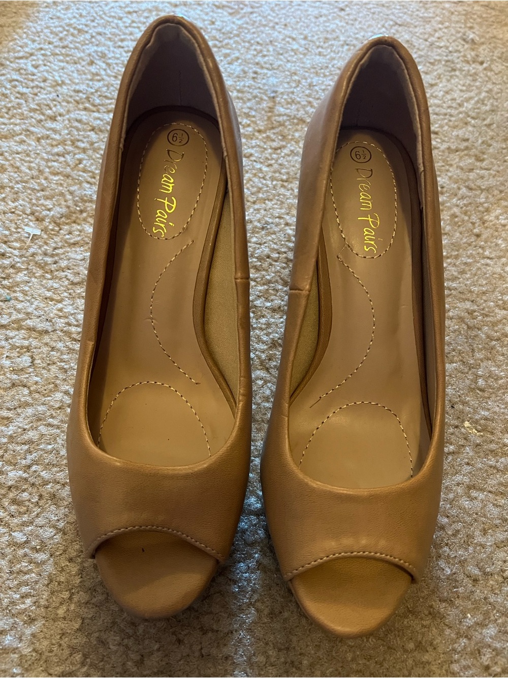 Dream Pairs Tan Open-Toe Heels